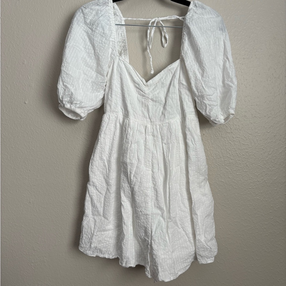 Abercrombie Puff Sleeve Babydoll Romper White XS - Picture 3 of 7